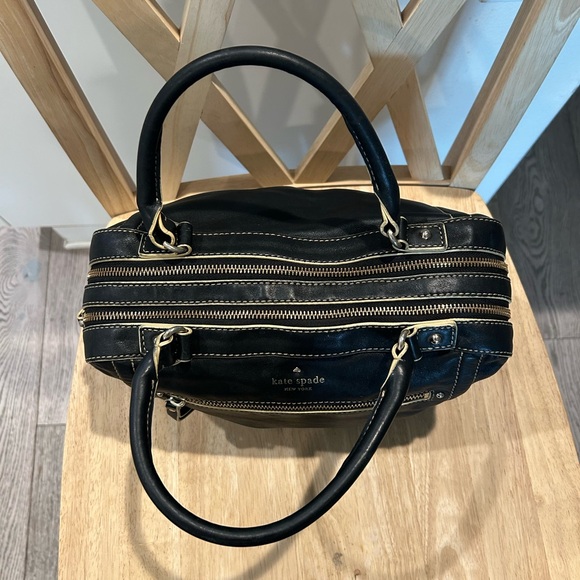 Vintage Kate Spade Black Satchel with Cream Stitching - Picture 7 of 8
